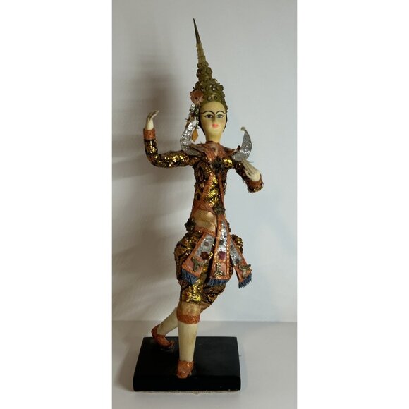 Other - VTG Handmade Dancer Figurine Doll Statue 1960s Bangkok Thailand Oriental MCM Fun